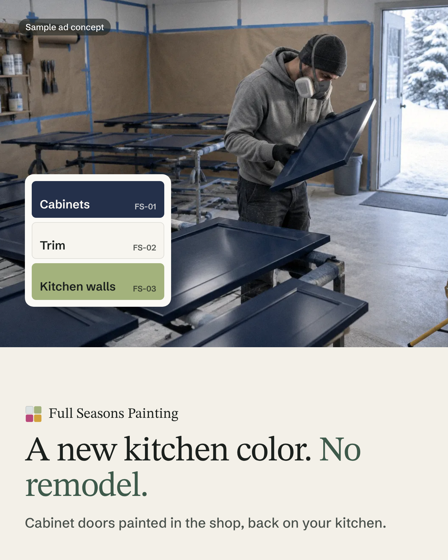 Sample ad: a new kitchen color, no remodel