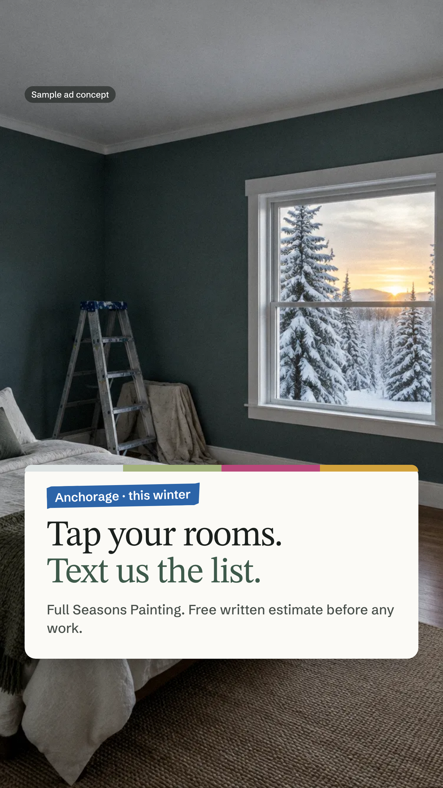 Sample story ad: tap your rooms, text us the list